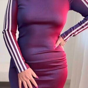 Adidas Purple and Pink Long Sleeve Dress